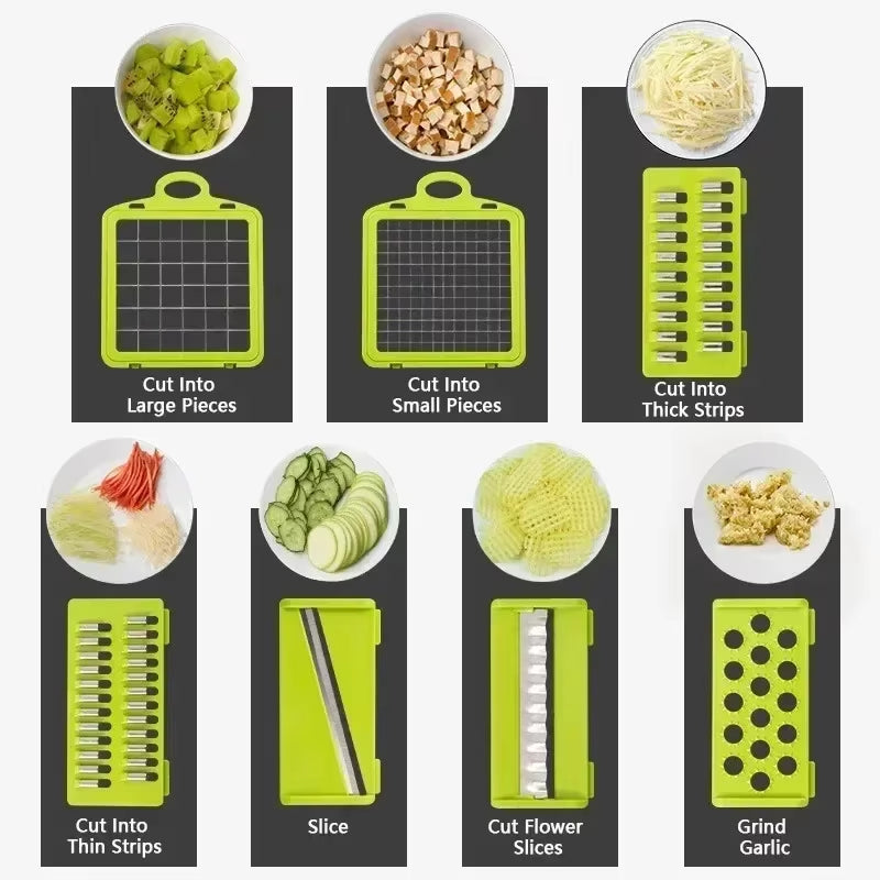 14/16 in 1 Multifunctional Vegetable Chopper Handle Food Grate Food Chopper Vegetable Slicer Dicer Cut Kitchen Items Cocina