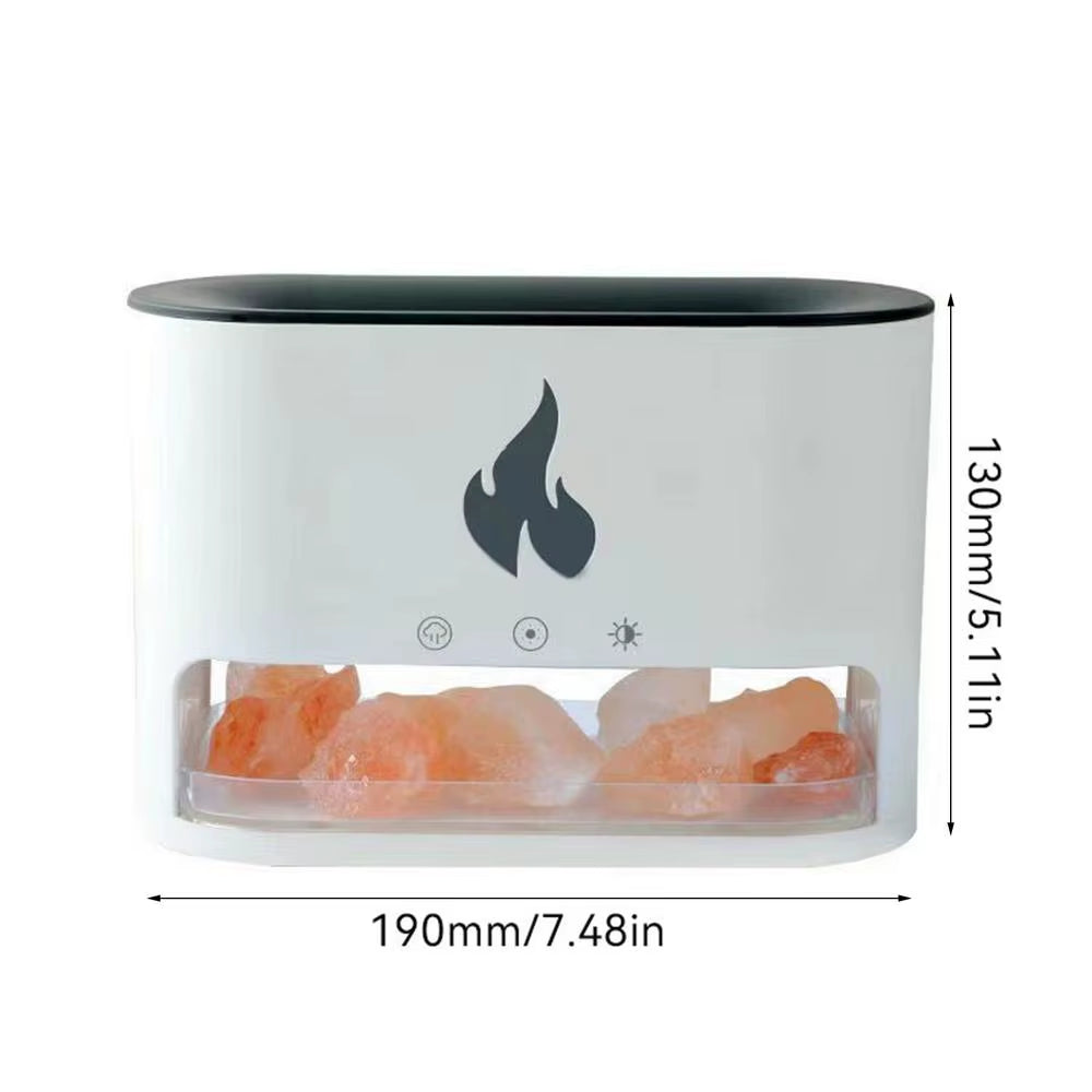 Home Fireplace Humidifier Crystal Salt Rock Fire Lamp 7 Color Flame Aroma Volcano Air Humidifier Essential Oil Diffuser Decor