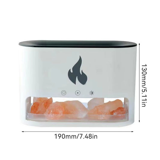 Home Fireplace Humidifier Crystal Salt Rock Fire Lamp 7 Color Flame Aroma Volcano Air Humidifier Essential Oil Diffuser Decor