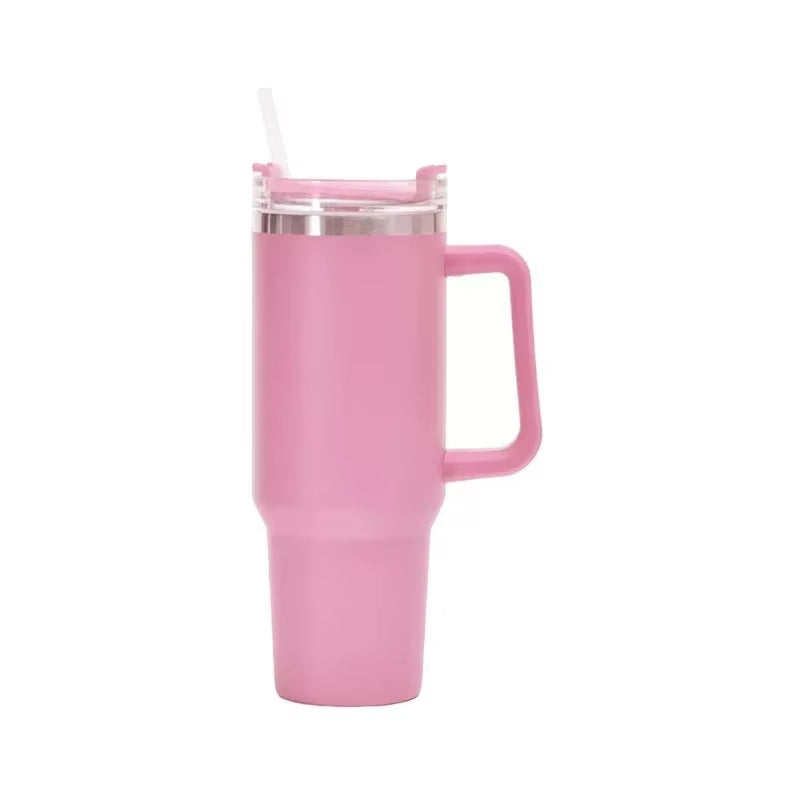 Creative Large Capacity Car Cup 40OZ Handle Cup Double Insulated Cup 304 Car Cup Handle Car Water Cup Ice Cream Cup Straw