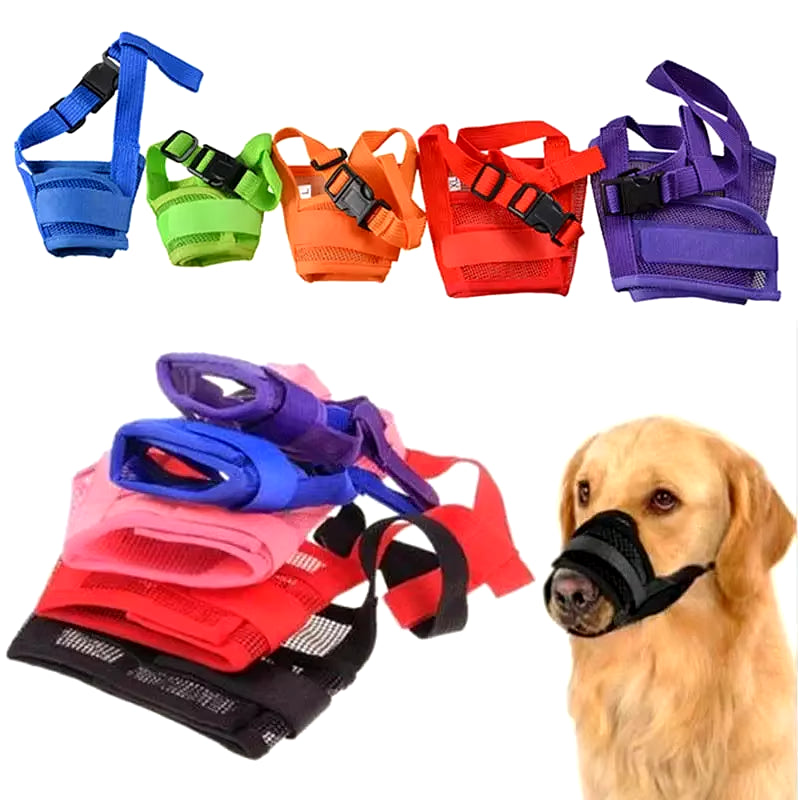 Pet Dog NO Bite Adjustable Mask Breathable Bark Bite Mesh Mouth Muzzle Grooming anti Stop Chewing anti Bark anti Bite S-XXL