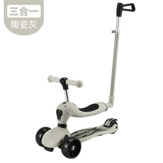 3 in 1 Children'S Scooter Scooter with Flash Wheels Kick Scooter for 2-12 Year Kids Adjustable Height Foldable Children Scooter